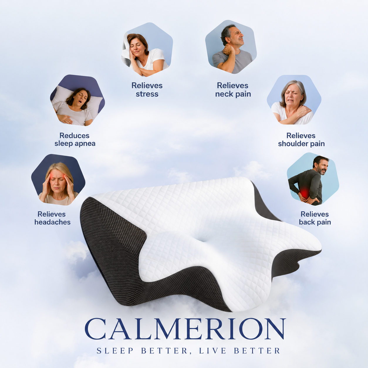 The Calmerion pillow gives you deep, comfortable sleep and a rested start to your day